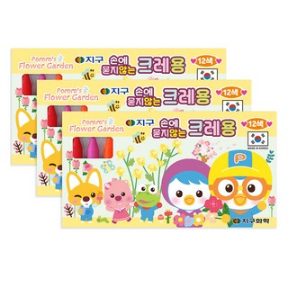 지구화학 뽀로로 손에 묻지 않는 크레용 12색 3개 상품 이미지