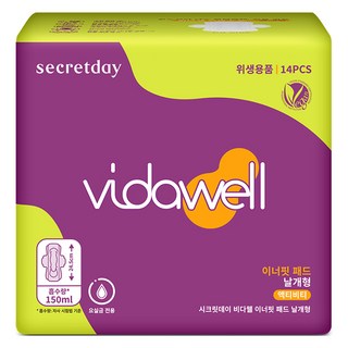 [비건라이프] 비다웰 시크릿데이 요실금 이너핏 패드 날개형 성인기저귀, FREE(onesize), 14매입, 1개