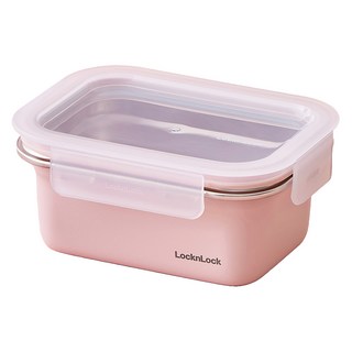 LocknLock 樂扣樂扣 粉彩不鏽鋼保鮮盒 粉色 500ml, 1個, 盒身 + 上蓋