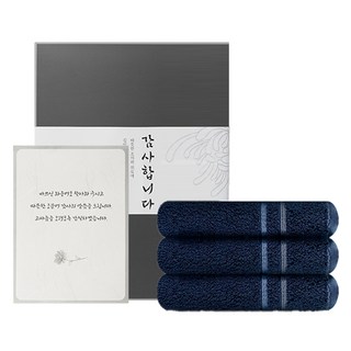 송월타월 조문 답례품 루시아 세면타월 180g 코마사 + 띠지 + 감사장 세트, 다크블루, 3세트