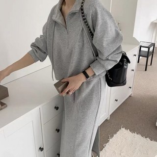 페이퍼먼츠 하프 지퍼 루즈핏 맨투맨 + 트레이닝 스커트 세트 12543