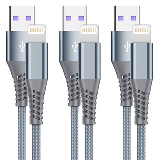 클로버나인 클로프 아이폰 USB 라이트닝 8핀 고속 충전 케이블, 그레이, 3개, 2m