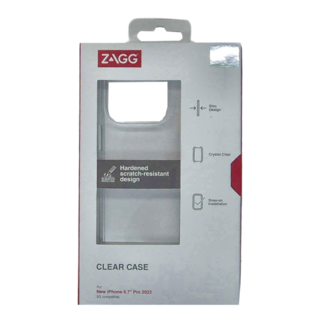 ZAGG 防摔保護殼,纖薄設計,水晶般清晰,硬化防刮設計,快速安裝,適用於新款iPhone 6.7" Pro 2022,5G兼容, iPhone 14 Pro MAX, 透明色