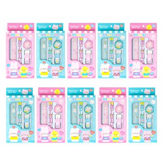 크리스탈팬시 말랑미니 문구 핑크 5p + 블루 5p 세트, 핑크 + 블루, 1세트