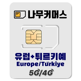 나무커머스 유럽 튀르키예 데이터 유심칩, 1개, 14일, 매일 1GB 소진시 저속 무제한