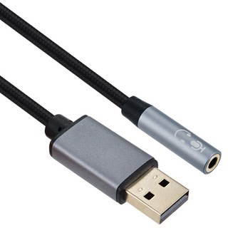 Coms USB Type A to AUX 3.5mm 스테레오 오디오 컨버터 고퀄리티 변환 젠더 케이블 15cm, 1개