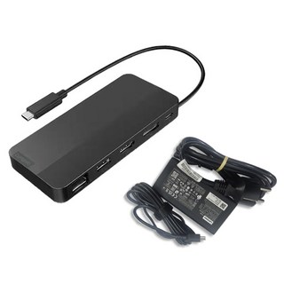 레노버 USB-C 듀얼 디스플레이 휴대용 멀티 도크 사용 모습