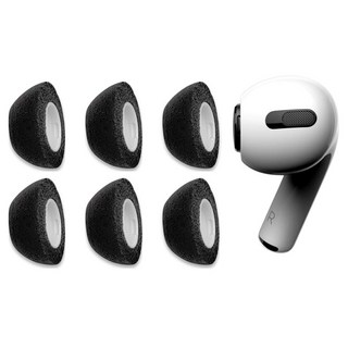 컴플라이 폼팁 NEW PACK 에어팟프로 1 2세대 전용 이어팁 M사이즈 양쪽 세트, 블랙, 6개, 44-50330-23