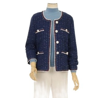 티뷰 여성용 로프라인 배색 트위드 자켓 V5A-CJK006