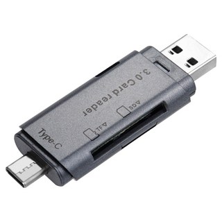 컴스마트 USB 3.1 Type C 2 in 1 TF Micro SD 카드리더기, 혼합색상, 1개, TB195