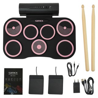 삼익악기 휴대용 연습용 전자드럼패드 핑크 SERD-2, 1개