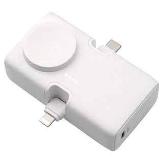 아이코모스 4in1 PD 20W 고속충전 도킹형 보조배터리 5000mAh 애플워치용, 화이트, PBDA01