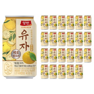 양반 유자 제로 캔, 24개, 340ml