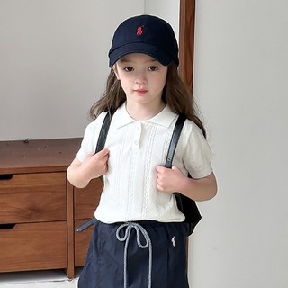 스타빈 여아용 꽈배기 여름 카라 반팔 니트