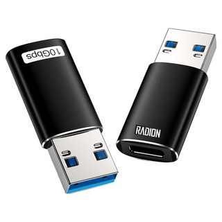 RadiOn Type-C轉Type-A USB 3.2 Gen2 120W 10Gbps OTG轉接頭 RG-G2CTOA, 黑色, 1個, 37mm