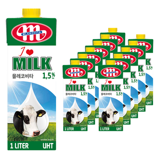 믈레코비타 아이러브밀크 1.5% 저지방 멸균우유, 1L, 12개