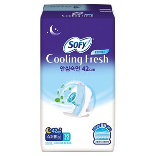 쏘피 쿨링프레쉬 생리대 날개형 슈퍼롱, 1세트, 16개입, 오버나이트 이상