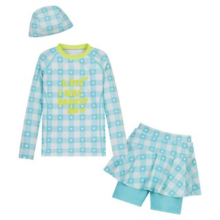 베네통키즈 여아용 하트체크 래쉬가드 세트