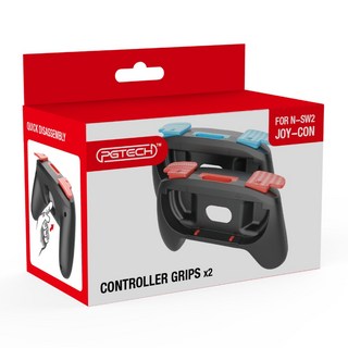 Switch2 遊戲手柄握把 NS2簡易握把手把 JoyCon 2件組, 紅色 + 藍色, 單一商品, 1盒
