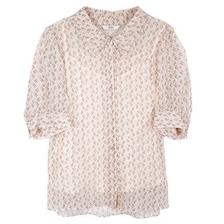 주크 패턴 포인트 쉬폰 블라우스