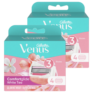 Venus 컴포트 글라이드 화이트티 여성용 면도날, 4개입, 2개