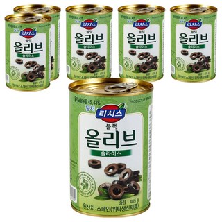 동서 리치스 슬라이스 블랙 올리브, 405g, 6개