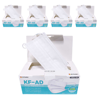 aircop 拋棄式平面口罩 KF-AD L號, 50片, 5盒, 白色