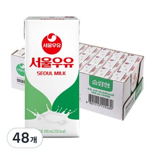 서울우유 멸균 흰우유, 200ml, 48개