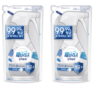 페브리즈 강력 탈취 항균 플러스 깨끗한향 섬유 탈취제 리필, 320ml, 2개