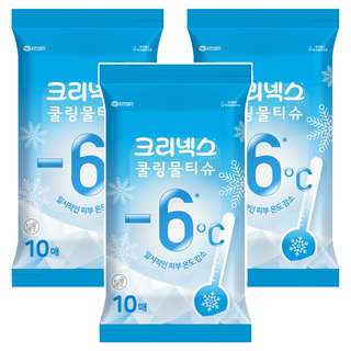 크리넥스 쿨링 물티슈 휴대형, 10매, 3개