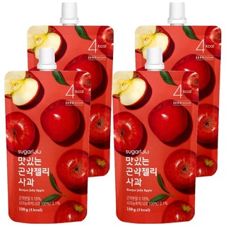 sugarlolo INTAKE 蒟蒻果凍飲 蘋果風味, 隨時享受無負擔的美味, 韓國原裝進口, 150g, 4包