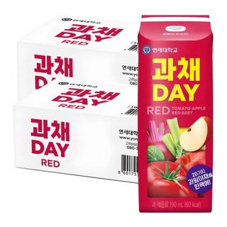 연세유업 과채데이 음료 레드, 190ml, 48개