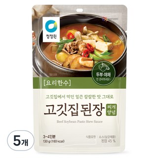 청정원 고깃집 된장찌개 양념, 130g, 5개