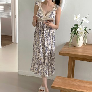 아피나르 여성용 레이스 캡내장 파자마 원피스