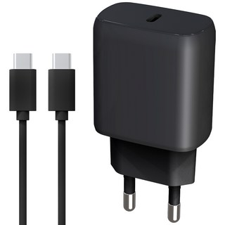 홈플래닛 25W PPS PD 3.0 초고속 충전기 + CtoC 케이블 1.2m, 블랙, 1개