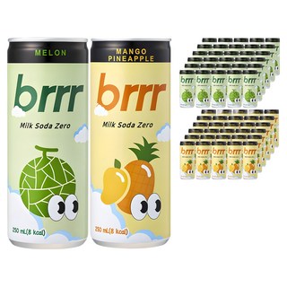 부르르 밀크소다 제로 망고파인애플향 250ml 30p + 메론향 250ml 30p, 1세트