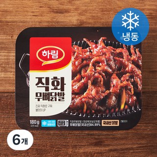 하림 직화 무뼈닭발 (냉동), 180g, 6개