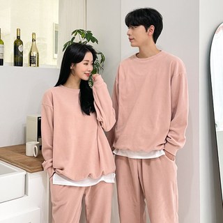 어나더디 웜데이 플리스 남녀 커플 잠옷 상하의 세트