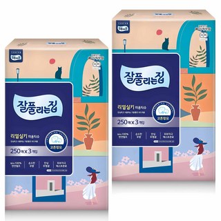 잘풀리는집 리얼실키 천열펄프 미용티슈 2겹, 250매, 6개