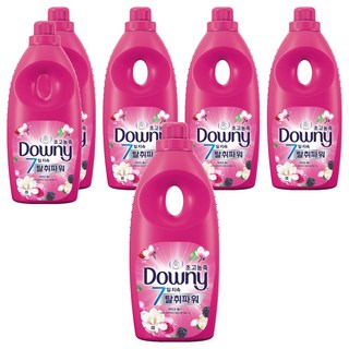 다우니 7일지속 탈취파워 초고농축 섬유유연제 목련과 베리 본품, 1L, 6개