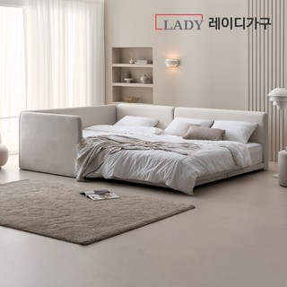 레이디가구 레브 기능성 패브릭 패밀리침대 볼드형 SS+Q 프레임 + 측면가드 + Q풋보드 방문설치, 크림베이지