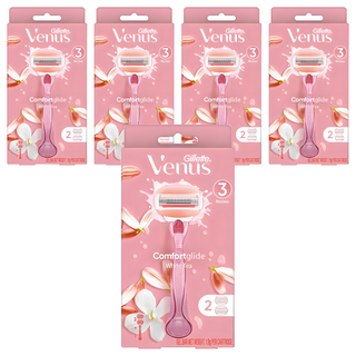 Venus 컴포트 글라이드 화이트티 여성용 면도기 + 면도날 2입, 5개
