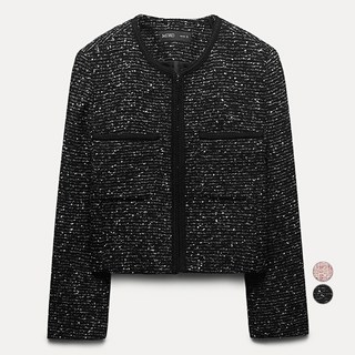 미쏘 여성용 라운드넥 트위드 자켓