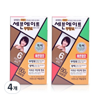 세븐에이트 칼라크림 염색제, 6호 자연스런 갈색, 4개