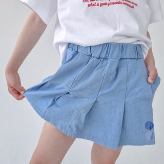 스파오 여아용 쿨 경량 데님 플리츠 스커트