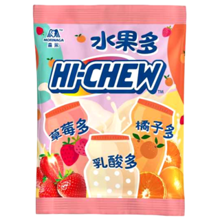 MORINAGA 森永 HI-CHEW 嗨啾 軟糖，草莓、橘子、乳酸口味，多項維生素，營養滿分, 90g, 1袋