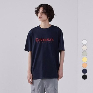 커버낫 남녀공용 어센틱 로고 반팔 면 티셔츠
