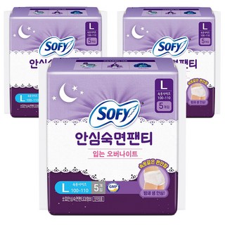 쏘피 안심숙면팬티 입는 오버나이트, 대형, 5개입, 3개
