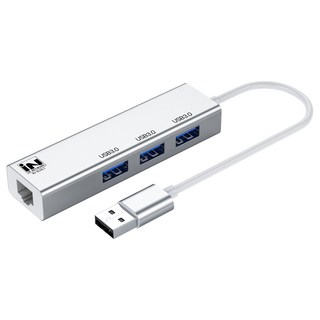 網內 USB3.0 3 端口集線器 + 千兆網卡 IN-3U3L1, 混色