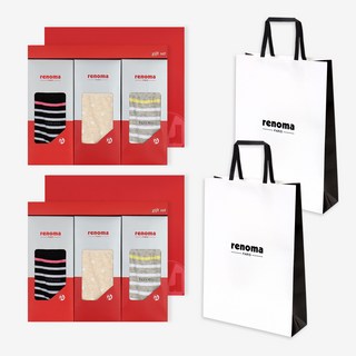 레노마 여성용 캐주얼 링글외 혼합 양말 3족 2세트 + 쇼핑백